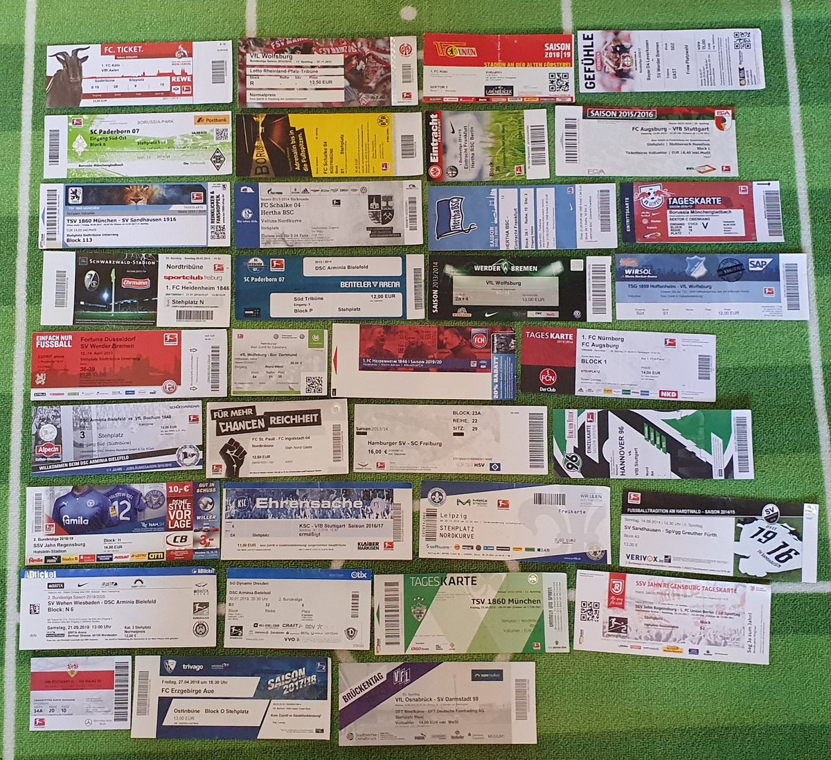 On the day I should've been at Aue completing the Bundesliga 1&2, tickets from the other 35 grounds visited plus tickets from 3 liga grounds I've visited & my Alemannia Aachen matches. 