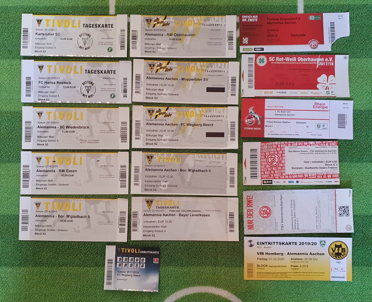 On the day I should've been at Aue completing the Bundesliga 1&2, tickets from the other 35 grounds visited plus tickets from 3 liga grounds I've visited & my Alemannia Aachen matches. 