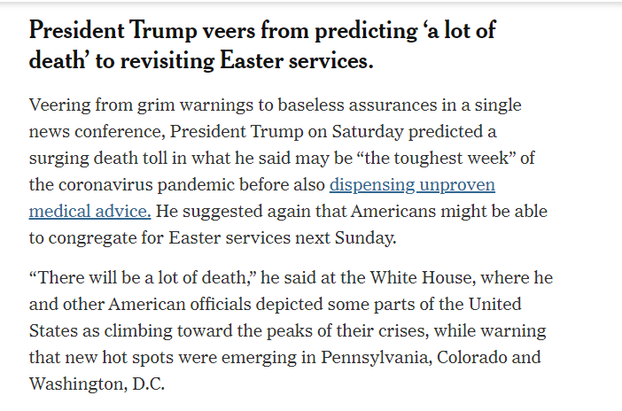 People are going to die specifically because our leader has the magical-thinking mind of a spoiled child and the total disregard for human life of a serial killer, and nobody with the power to check him will do so, not while there's money to make, or any chance of political risk.