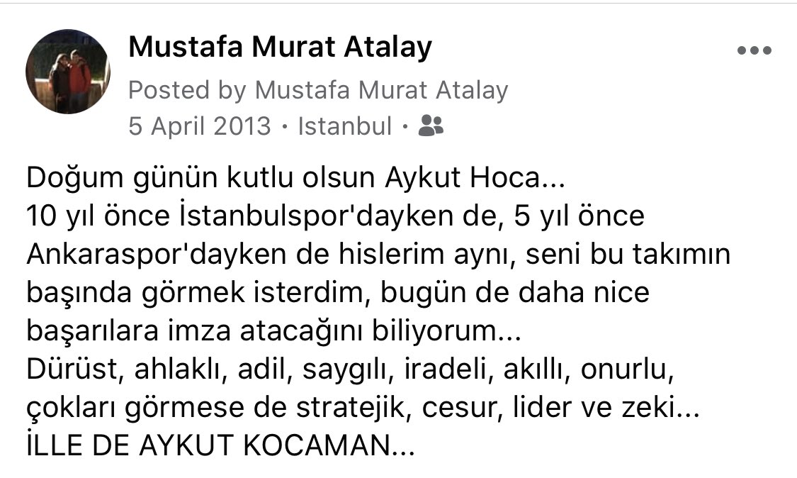 7 sene önce ne demiş isek bugün de aynısı...  Belki Alanya’da, belki Altınordu’da, belki de Fenerbahçe’de çok büyük başarıları, ilkleri yaşayacağız... #MutluYıllarAykutKocaman