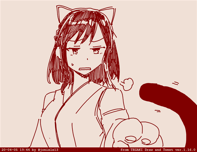 「山城「尻尾も?はぁ?これをどうやってつけろって言うんですか?」

 #tegak」|マスクザＪのイラスト