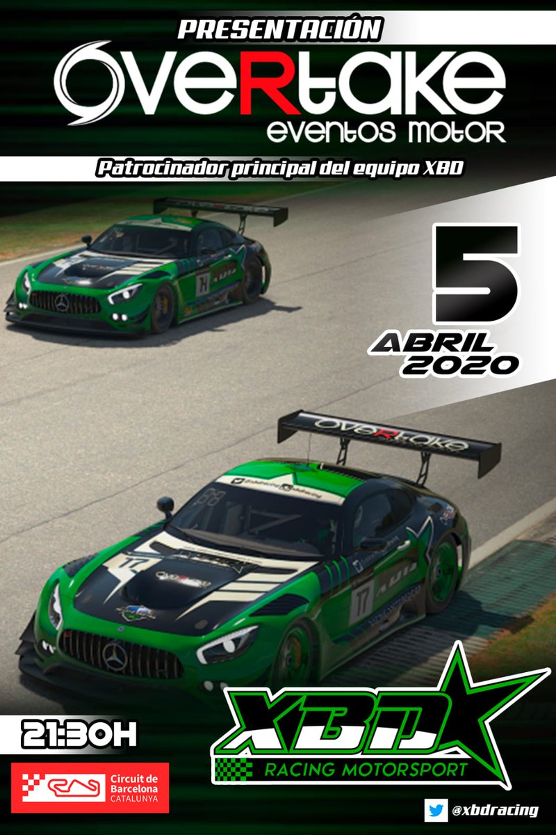 🚦¡Llego el día!

Esta noche host de nuestro nuevo sponsor <a href="/overtake_es/">OVERTAKE</a> 💪

🔷 21:30 apertura sala
🔶 22:30 Q con 3 vueltas
🔷 22:40 Race a 50 Min

Pass: overtake2020

Con la retransmisión del gran @TheJaviviYT

📹m.twitch.tv/xbd_racing

¡Os esperamos a todos!