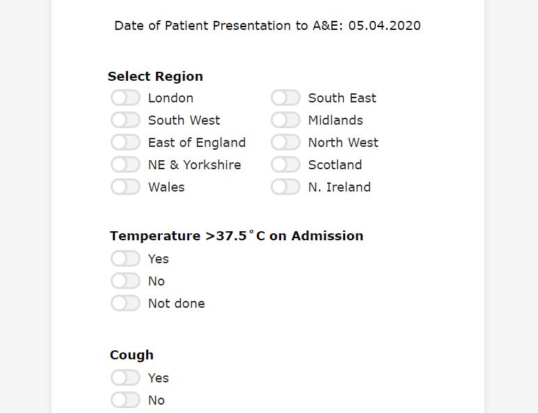drgeorgechapman's tweet image. CovidCalculatorUK.org has launched! Assisting hospital-based UK healthcare professionals in decision-making during the Covid-19 pandemic. Input region, symptoms &amp;amp; tests -&amp;gt; output estimates the patient&apos;s probability of having SARS-CoV2 infection. #COVID2019 #Covid19UK #cohorting