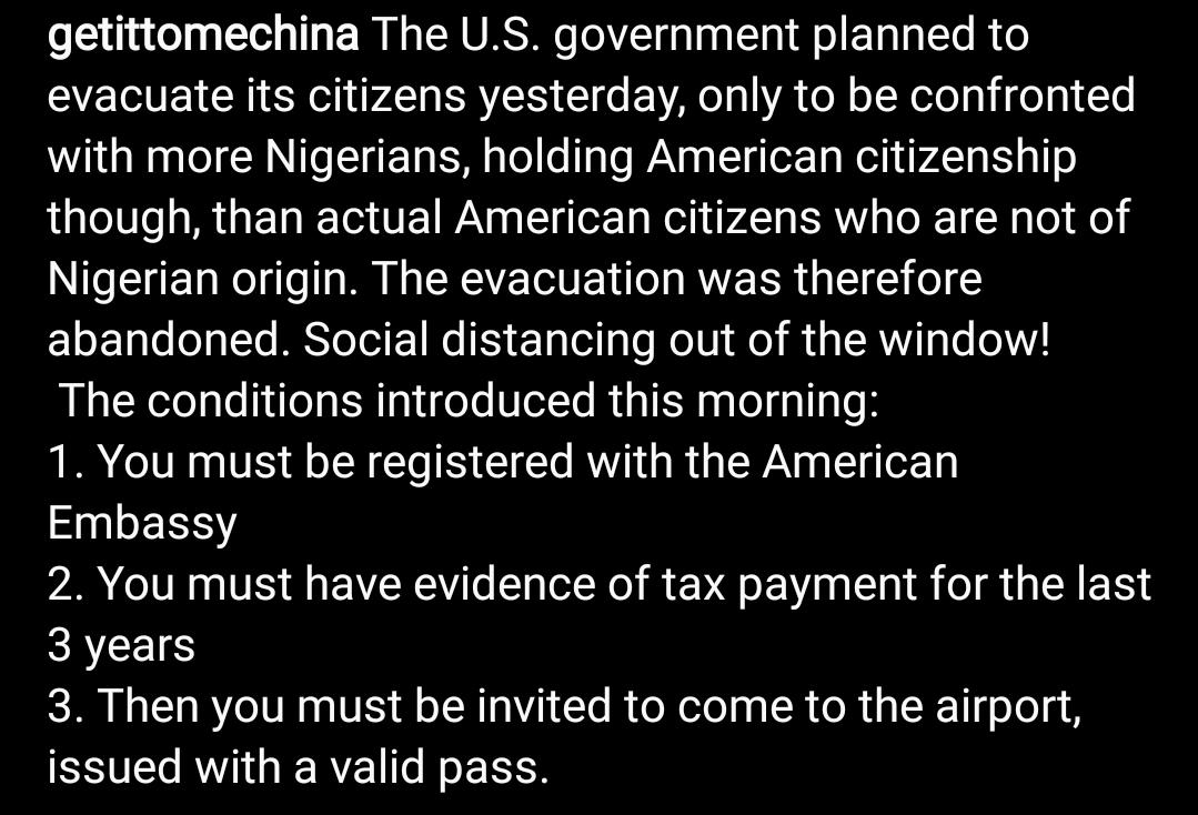 The evacuation failed because there were more Nigerians (with American citizenships) than actual American citizens who are not of Nigerian origin.