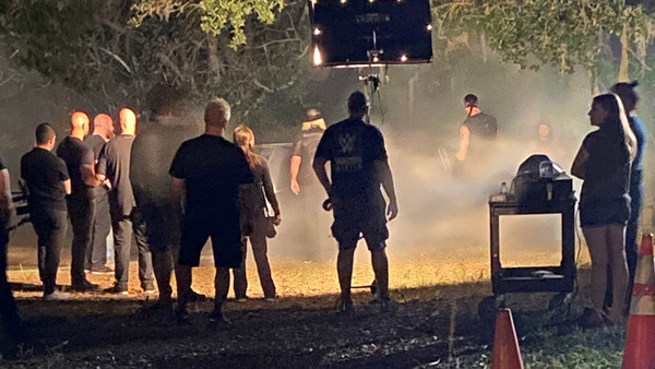 lowlifechief's tweet photo. It took almost 8 hours to film this match.

Behind the scenes of The Undertaker Vs AJ Styles👇

#WrestleMania https://t.co/zbAz8jlCTS