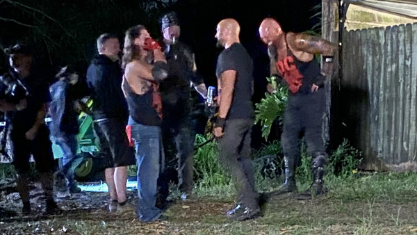 lowlifechief's tweet photo. It took almost 8 hours to film this match.

Behind the scenes of The Undertaker Vs AJ Styles👇

#WrestleMania https://t.co/zbAz8jlCTS