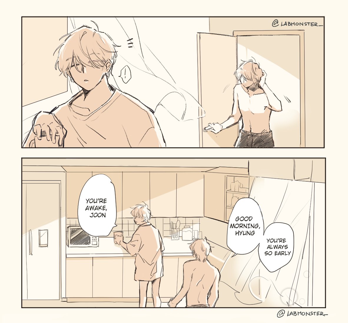 ?? comic strip commission i did for @/Kuunkajo ? just soft domestic boyfriends in the morning #namgi
