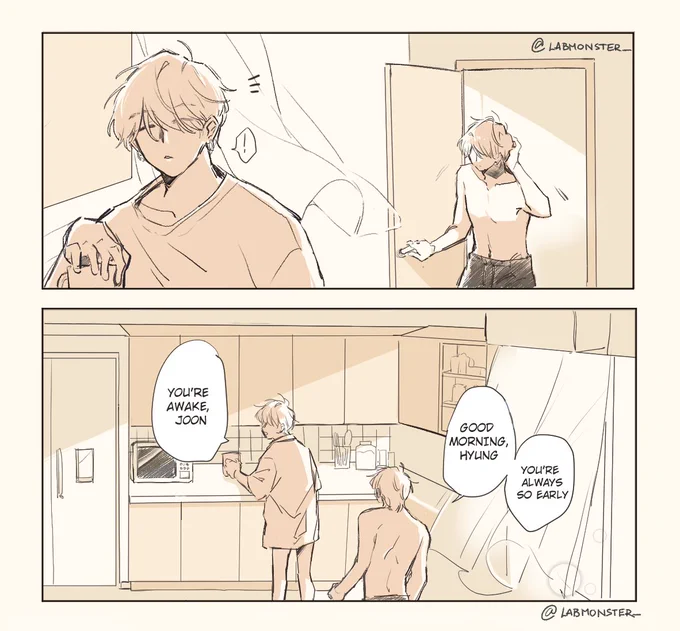 ?? comic strip commission i did for @/Kuunkajo ? just soft domestic boyfriends in the morning #namgi 