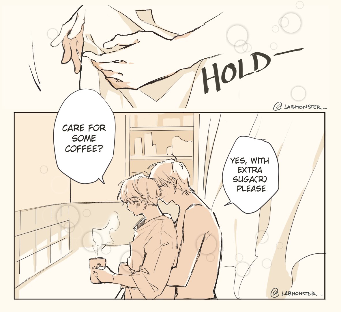 comic strip commission i did for @Kuunkajo ? just soft domestic boyfriends  in the morning namgi