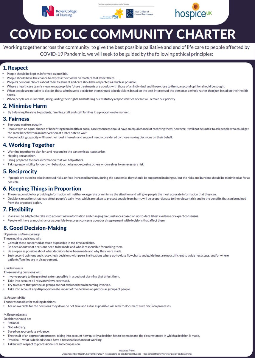  @rcgp  @mariecurieuk  @hospiceuk  @theRCN have created a  #COVID end of life care community charter to give the best possible palliative and end of life care to people affected by  #COVID19 Pandemic  https://elearning.rcgp.org.uk/mod/page/view.php?id=10537Thread 6/10