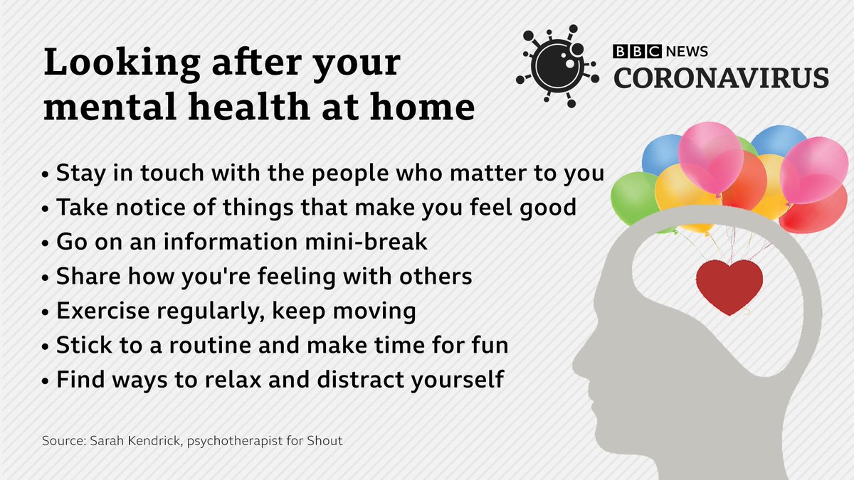 Concerned about your mental health, or worried about the pandemic?Here's some helpful advice on looking after your mental wellbeing:  http://bbc.in/CoronavirusMH 