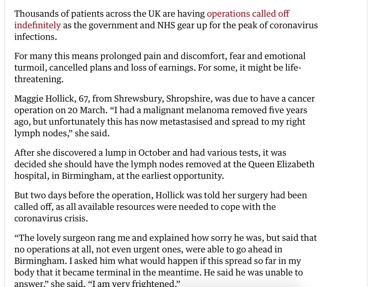 DebraClaridge's tweet photo. Why are people with #Coronavirus more important that people who need cancer operations or other hospital treatments. Why are these operations being cancelled. Why are #covid19UK patients give precedence?? https://t.co/ddEssj8hgK
#CancelledOperations https://t.co/6D8ABB1n3k