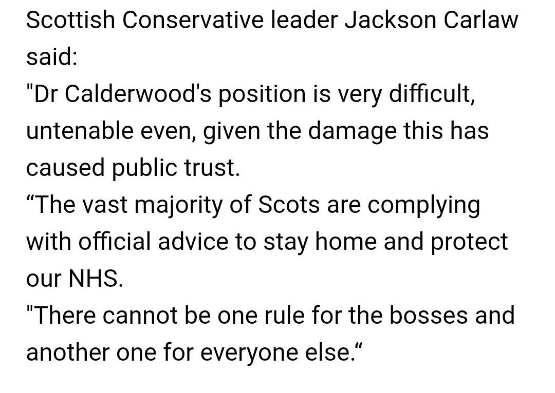 Jackson_Carlaw's tweet image. There cannot be one rule for bosses and another for everyone else. 

My full statement on Dr Calderwood’s position below.👇