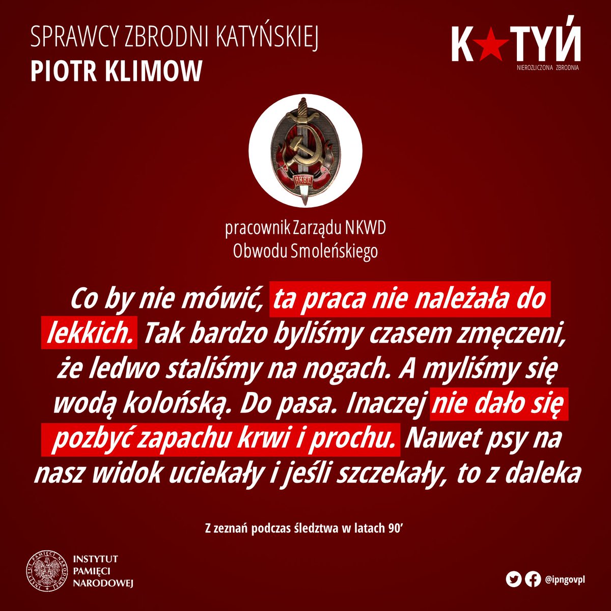 ipngovpl's tweet photo. ❗ Mordercy z #NKWD zabijając Polaków 🇵🇱 w czasie #ZbrodniaKatyńska pracowali jak przy taśmociągu:
♦ ofiara - strzał
♦ ofiara - strzał
♦ ofiara - strzał
I tak tysiąc za tysiącem.
Mimo to, #Katyń to do dziś #NierozliczonaZbrodnia❗
#SowieckieZbrodnie https://t.co/SrEhNOYOXT