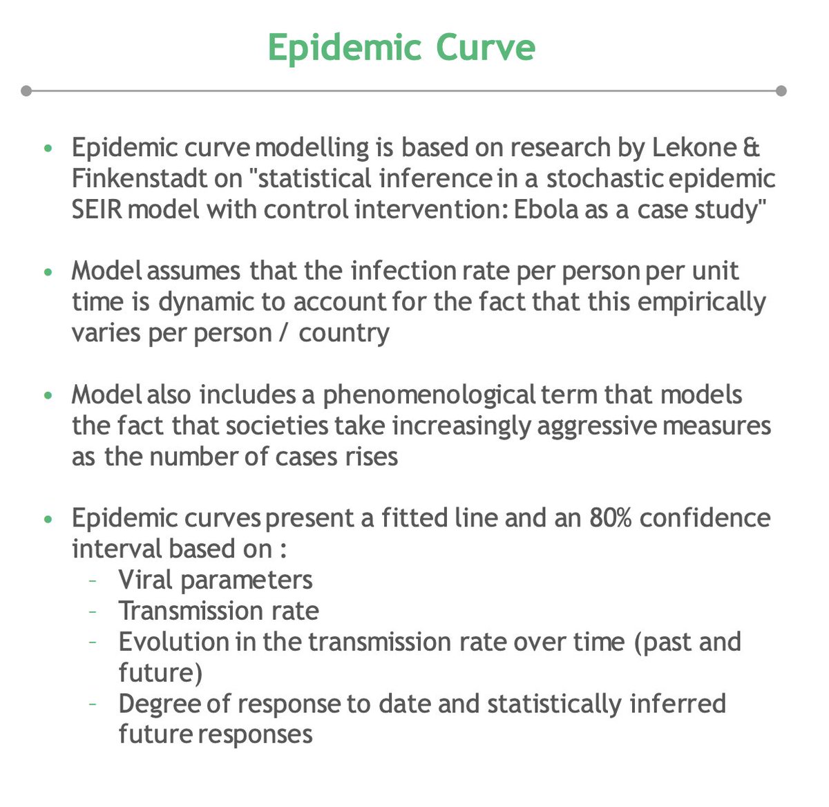 4/ They apparently use a standard epidemic curve (can't really comment on this, 'cause hey not an epidemiologist). Looks okay to me.