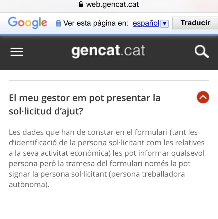 ernestbassols's tweet photo. La @gencat aproba ajudes per autònoms però no permet sol.licitar-les a través de representant. 
Doncs bé, això que només suposa traves per accedir als ajuts, és contrari a l’article 5 de la Llei de Procediment Administratiu. https://t.co/SbEMWqIgIt