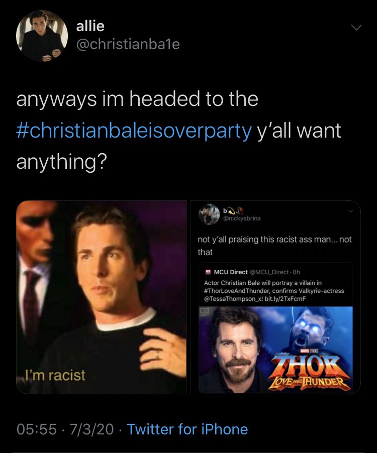  #christianbaleisoverparty