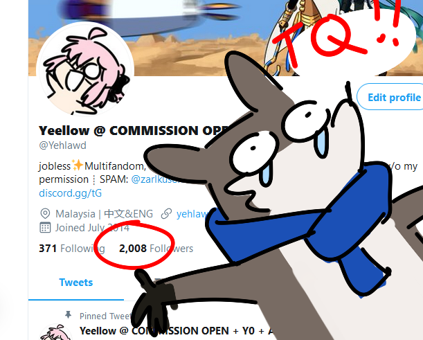 Just want to say thank you for 2k+ followers!! Another big number milestone reached!!

Imma do a very(very) quick art request. This time I will only accept any character that I rarely draw AND rarely get requested.

(take that Gil and Napo stan, Im watching you.) 