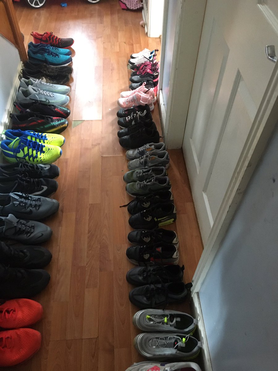grahamhacking's tweet photo. @Nike @nikestore as you requested, 40 pairs of air max in various models... #airmaxcollection https://t.co/RzFy3RyxVv