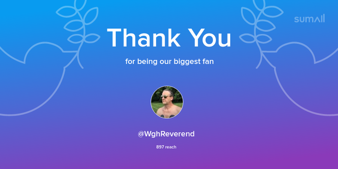 Our biggest fans this week: WghReverend. Thank you! via https://t.co/4Zd6Me12zB https://t.co/fvmz5UW