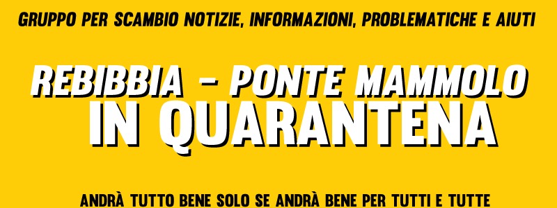 Il gruppo Facebook per scambio di informazioni e richieste di aiuto, REBIBBIA-PONTEMAMMOLO è online e attivo! Iscriviamoci e facciamolo girare! Andrà tutto bene solo se andrà bene per tutti e tutte!
#COVID19 #Covid_19 #solidarietà #aguzzano