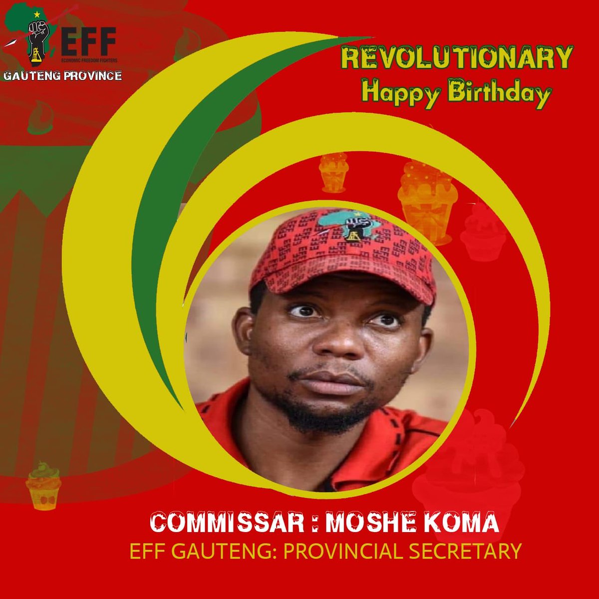 EFFGautengProv's tweet photo. Economic Freedom Fighters Gauteng wishes Commissar Moshe Koma a revolutionary happy birthday https://t.co/6QKR36W5lT