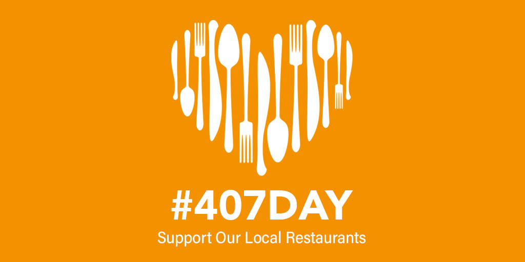 🍛🍕🍔Announcing #407Day! 🌮🍱🍗  

On 4/7, we encourage you to support local restaurants and their employees by ordering takeout or delivery. 

Order from the many restaurants listed at VisitOrlando.com/ToGo and share your #OrlandoFoodie pics using #OrlandoToGo and #407Day.