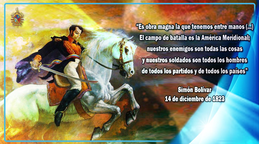 📌| Con un pensamiento que trasciende los umbrales del tiempo, el Libertador nos recuerda que "Es obra magna la que tenemos entre manos..." Garantizar la libertad y soberanía de nuestra Patria diluye cualquier diferencia ideológica, cerrando filas en torno a una bandera tricolor.