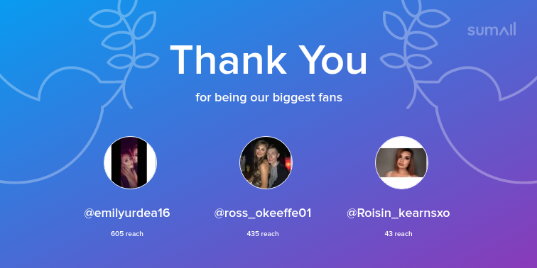 CSutcliffex's tweet photo. Our biggest fans this week: emilyurdea16, ross_okeeffe01, Roisin_kearnsxo. Thank you! via https://t.co/2nimAP5h0n https://t.co/8uOaCV9eL6