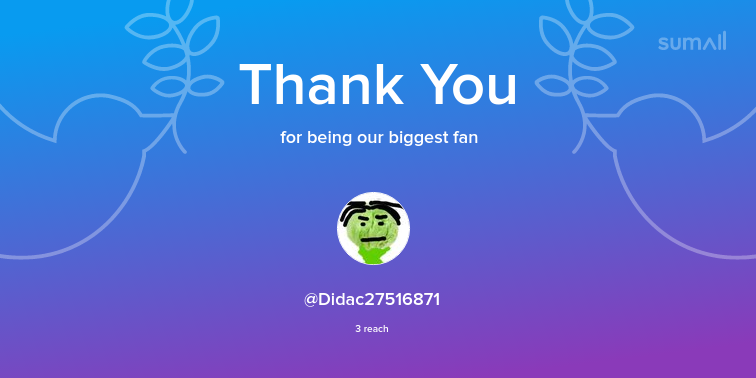 Our biggest fans this week: Didac27516871. Thank you! via sumall.com/thankyou?utm_s…