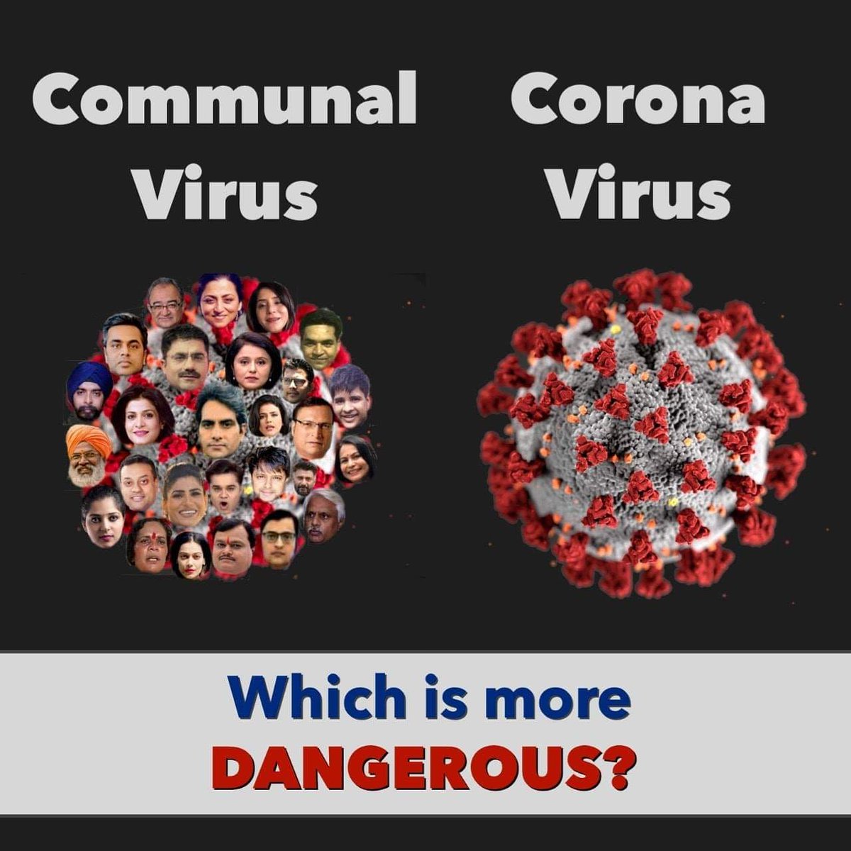 SiddiqiShehbaz's tweet photo. आज जब पूरी दुनिया जहा #CARONA_VIRUS से लड़ रही है या लड़ने की कोशिश कर रही है वही हमारे #मुल्क़ में हम अभी तक #COMMUNAL_VIRUS से ही लड़ने में और आपस मे उलझने में व्यस्त है।
अब आप ही खुद बताएं दोनों #VIRUS में से सबसे ज्यादा #खतरनाक कोनसा #VIRUS है ? https://t.co/JZHbFXK7rZ