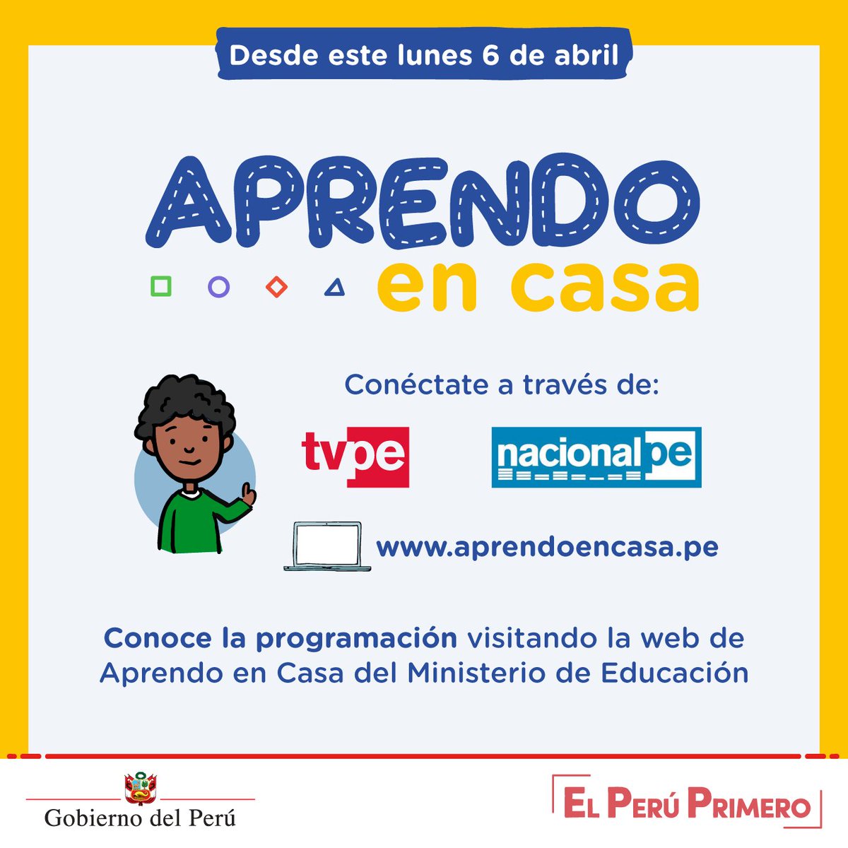 MindefPeru's tweet photo. Toma nota de la programación de @tvperupe y @RadioNacionalFM para que tus hijas e hijos continúen aprendiendo. Además, puedes continuar los aprendizajes en https://t.co/sS234jeWzs. ¡Revisa en familia la programación! #AprendoEnCasa 📺📻💻 https://t.co/8iRNnBm0lJ