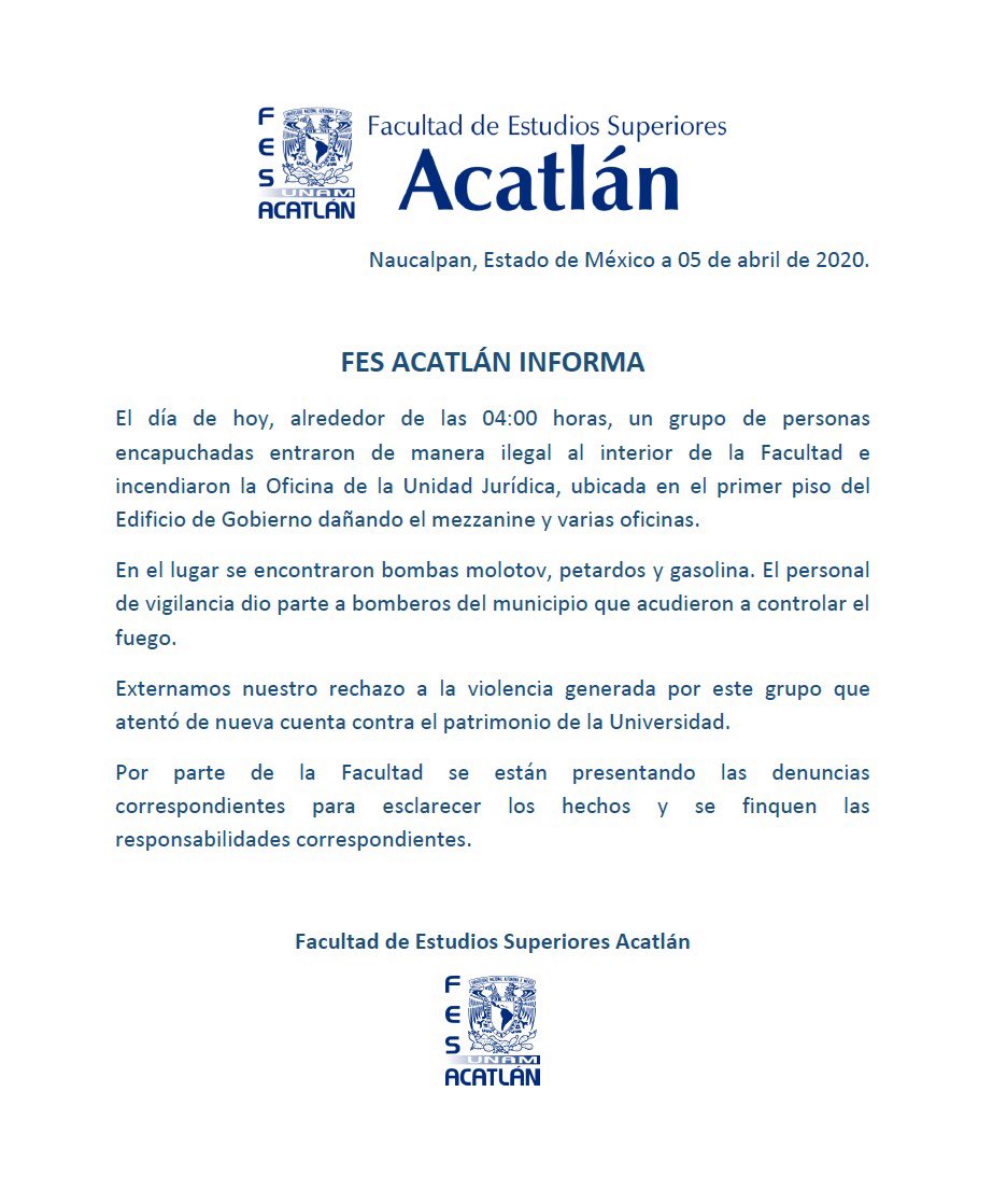 FES_ACATLAN's tweet photo. Comunicado Importante. https://t.co/LEVWW2vSYP