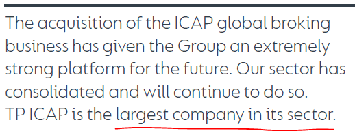 3/ Formed from the merger of the largest & second largest companies in the sector, TP ICAP is an excellent barometer of the industry as a whole