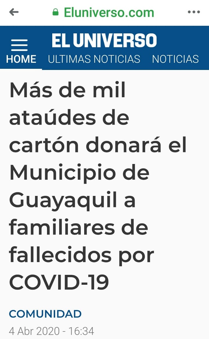 consuemary's tweet photo. Cuándo el al alcalde de tu ciudad piensa en cómo cuidarte o piensa en cómo sepultarte, así no más  #Coronavid19 #Guayaquil #DomingoDeRamos https://t.co/2EiMASHClc