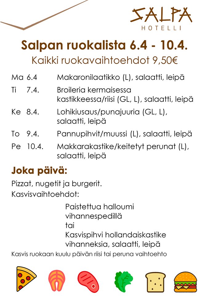 hotellisalpa's tweet photo. Kivijärven ja Jurvalan lähialue? Maanantaina 6.4. ruokana on saatavilla makaroonilaatikkoa.
Soita ja tilaa!
https://t.co/h9IzPKKs1N
#kivijarvi #jurvala #taavetti #salpalinja #hotellisalpa #salpa https://t.co/KMnvM7CmYI