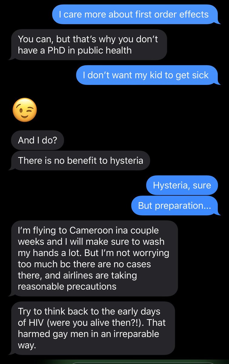 This was the conversation I was having in mid-February with a Public Health PhD friend in NYCShe is my age & studies AIDSShe works at a hospital in the Bronx, not an organ of governmentSHE SHOULD HAVE BEEN SMARTER THAN ME!!