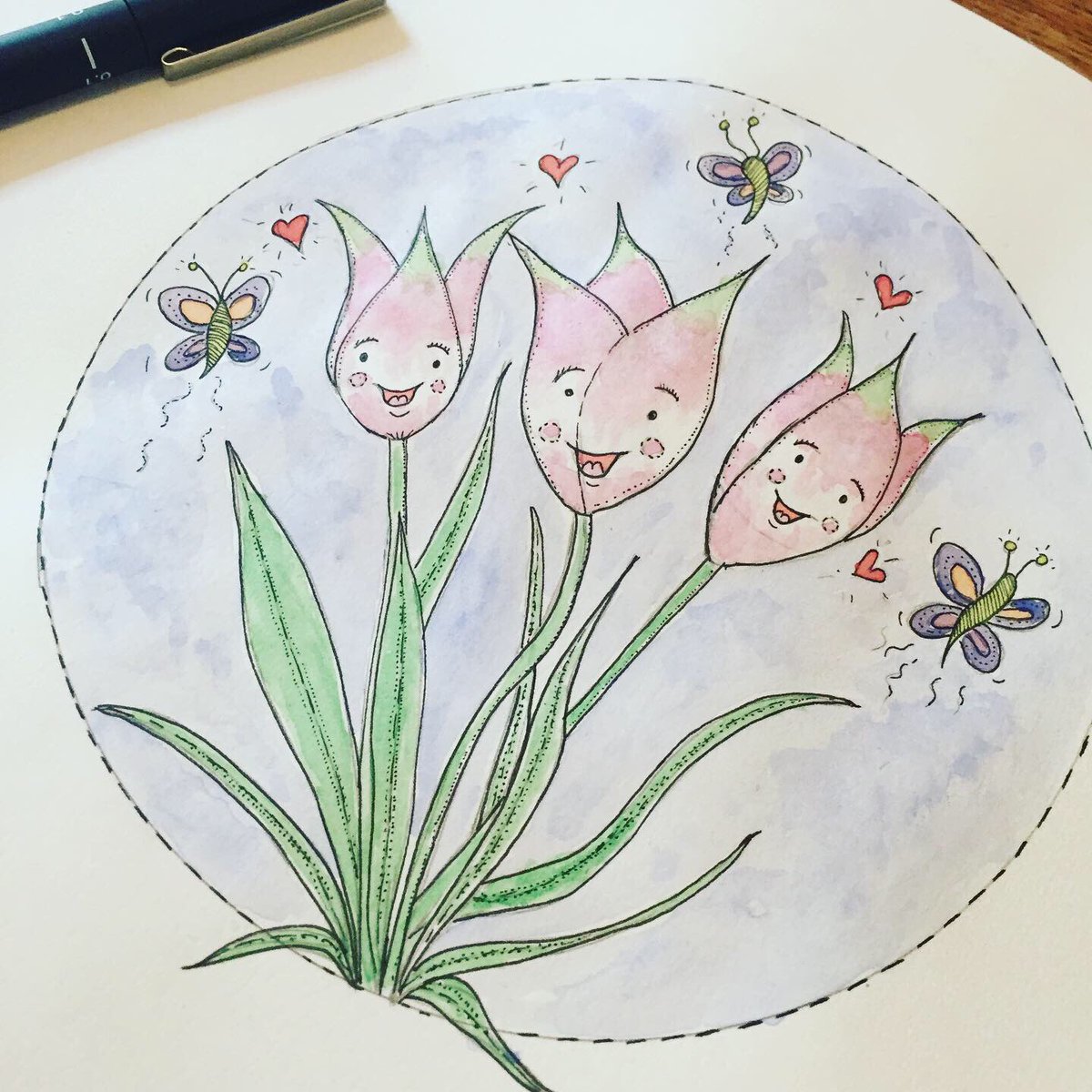 TheDoodologist's tweet photo. Missing @oldtownbloomers today, so decided to doodle some happy tulips, inspired by the ones blooming in the garden now. https://t.co/BlagRwthyB