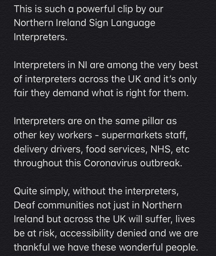 CJWightman85's tweet image. youtu.be/a_aRya0PLqo

#BSLinterpreters #Deaf #BSL #accessibility #deafcommunity #NorthernIreland #coronvirusuk #remoteinterpreting #standupforsignlangugeinterpreters #SignLanguage