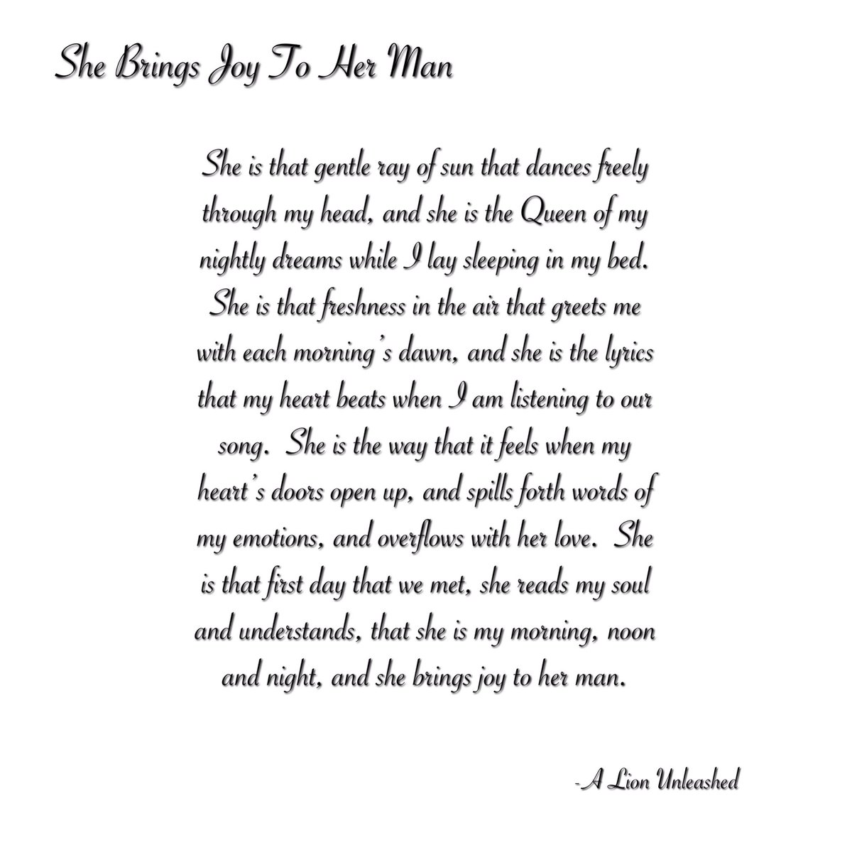 Alion_Unleashed's tweet photo. #Free2BeUniquePoetry #ALionUnleashed #WeekendLoveNotes #AfricanAmericanAuthors #InnerCityPoets #PoeticExpressions #SheBringsJoyToHerMan https://t.co/RV1wMw0U8d