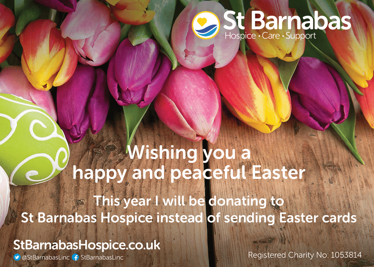 Easter Sunday is now only a week away and we have designed a special virtual card to share with your friends, family and colleagues. 🌷🐣

All we ask is that you make a small donation to the Hospice in return for sharing.

stbarnabashospice.co.uk/donate