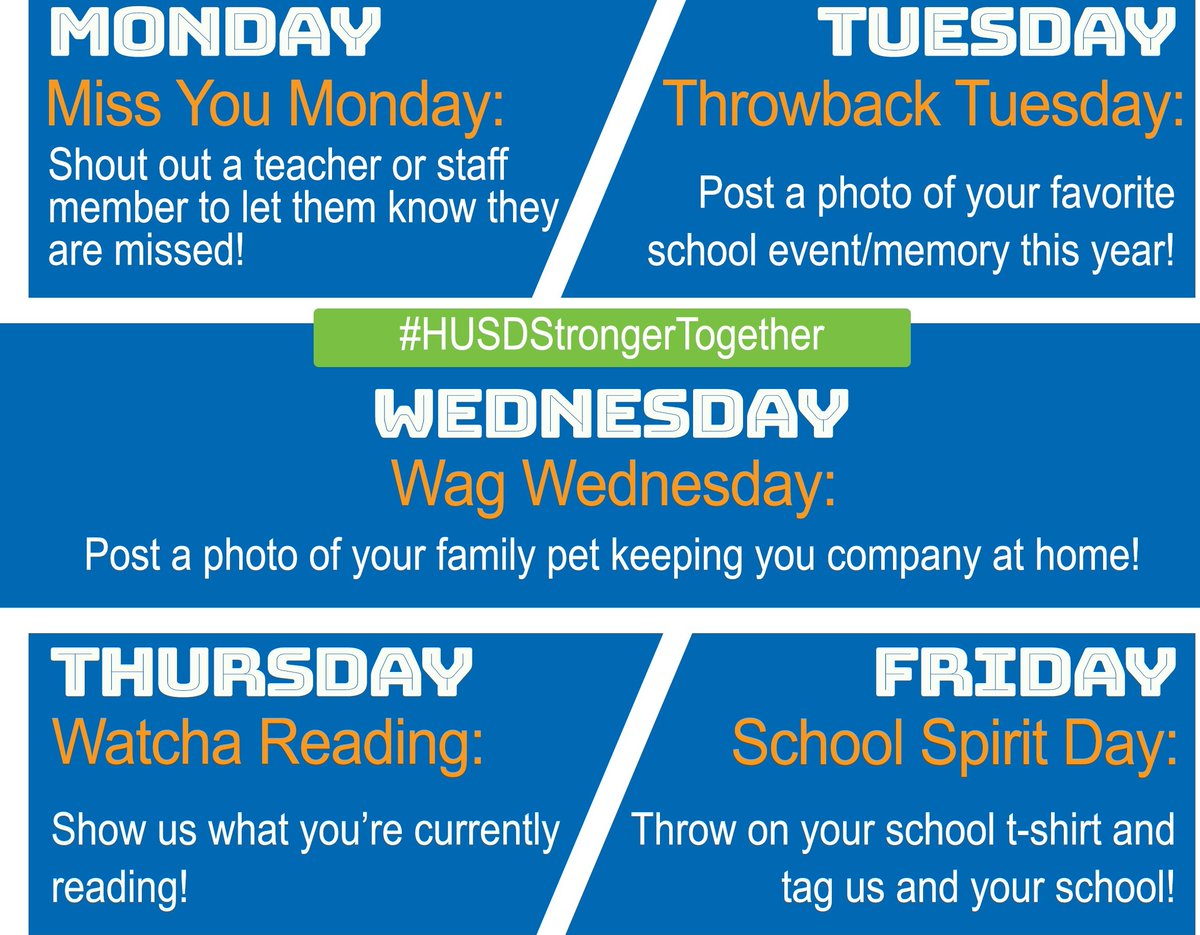 higleydistrict's tweet photo. Join us for Higley's Virtual Spirit Week! Post a photo daily with the hashtag #HUSDStrongerTogether and tag us @higleydistrict https://t.co/SWy22SiA7f