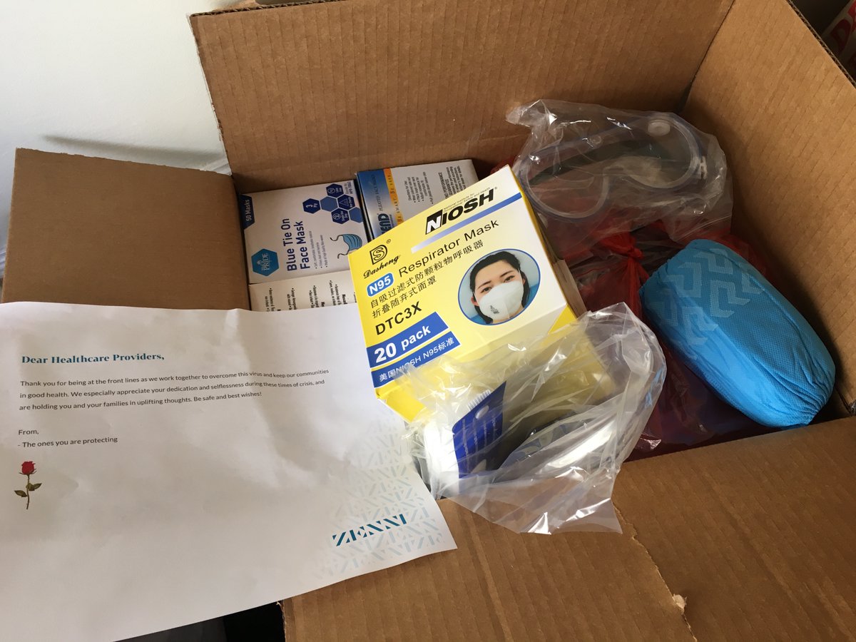 OMG, THANK YOU to <a href="/zennioptical/">Zenni®</a>, who have been procuring PPE for hospitals all around the country. Last week I filled out an online form, not thinking it would amount to anything. Today this came! It will be donated to <a href="/MountAuburnHosp/">MountAuburnHospital</a>. ❤️
