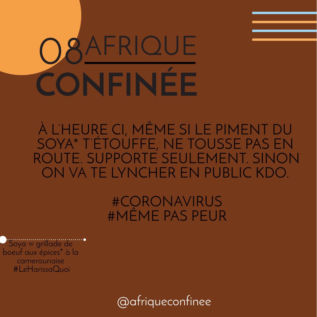 afriqueconfinee's tweet photo. Corona bébé quand tu me tiens...Même Tousser 😷 devient difficile.
Es ce que le Cameroun est là ?
#afriqueconfinee
#coronavirus
#covid19bj https://t.co/gPFkbcJ3SF