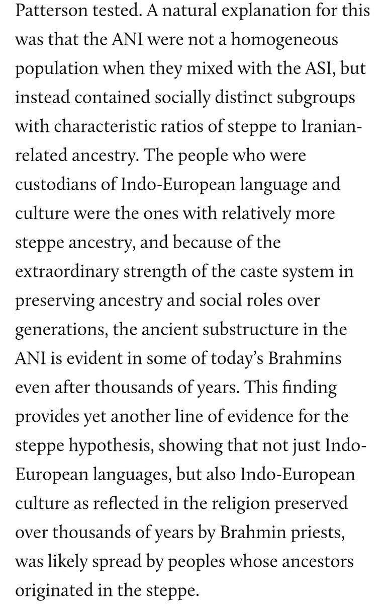 9. Indo-European culture as reflected in the religion preserved by Brahmin priests, was likely spread by peoples whose ancestry originated in the steppe.