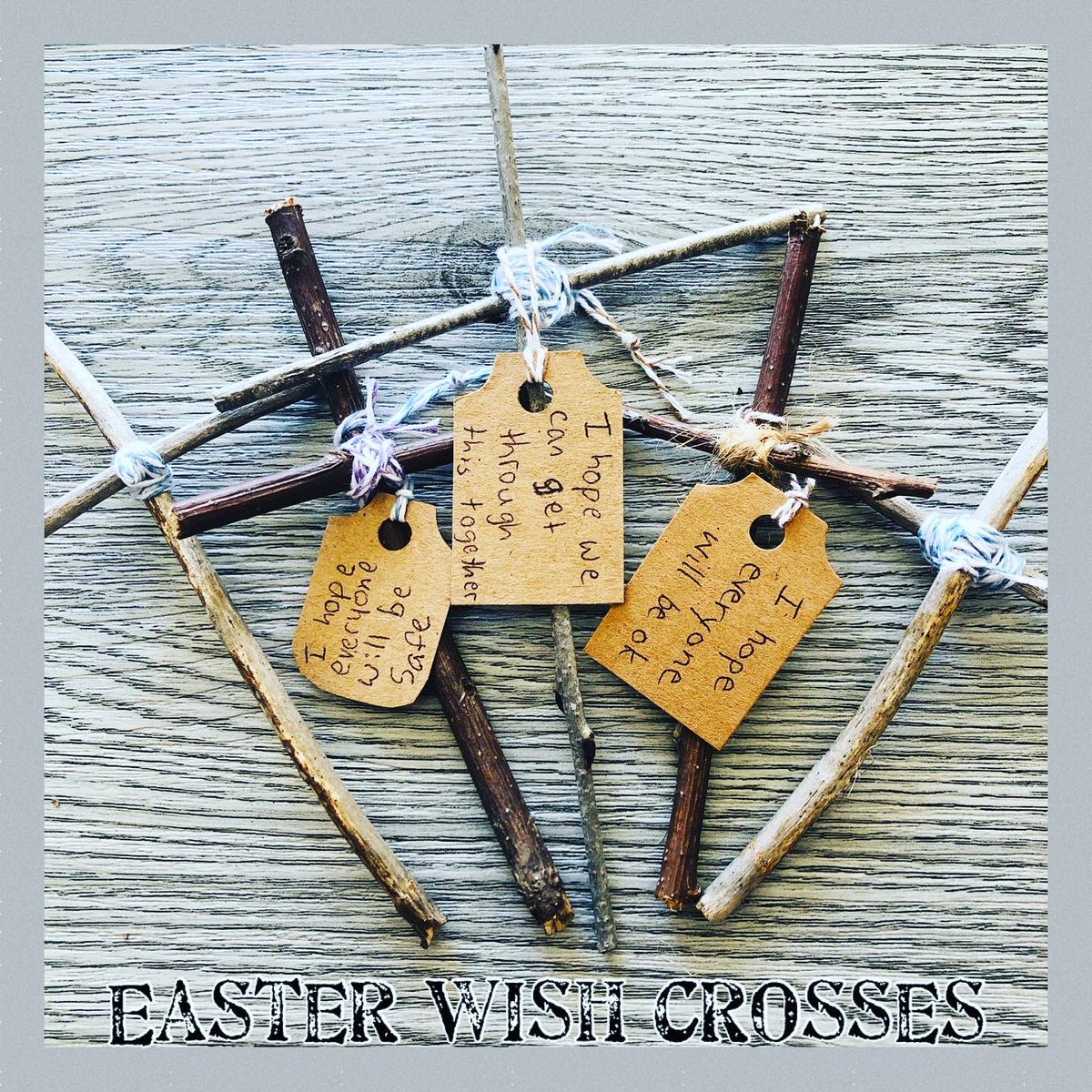 FDK_Lightning's tweet photo. Hi families! If you are looking for an easy Easter activity to do with your kids this week - here is one idea. Collect a few twigs and make a small cross using string. Attach an ‘Easter Wish’ on a small tag 🏷 #holyweek #easterwishes  #learnfromhome #easteractivitiesforkids https://t.co/TwQMq0DpF1
