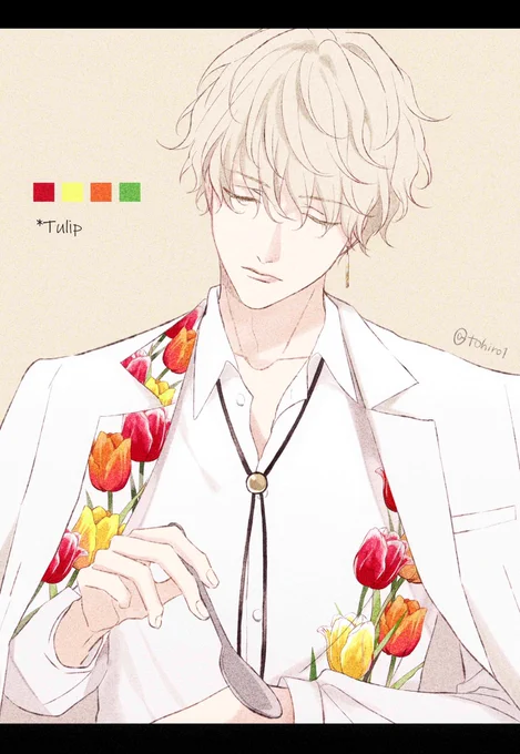 花を着る男の子たち 