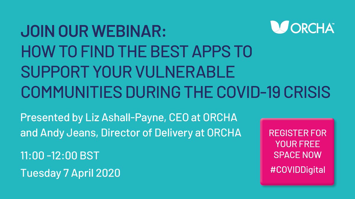 The countdown is on with one day to go! ⏰

Tomorrow we're launching our new, free #COVIDDigital resource.

Stay tuned to see the live website and sign up to our next webinar for a demonstration: register.gotowebinar.com/register/80041…

#COVID19 #HealthApps #DigitalHealth #mHealth
