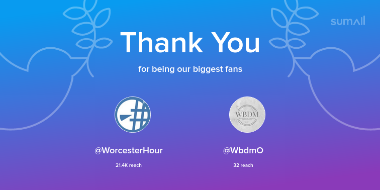 Our biggest fans this week: WorcesterHour, WbdmO. Thank you! via sumall.com/thankyou?utm_s…
