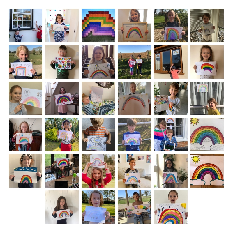 Langley_Prep's tweet photo. Well done to our Year 2 pupil, Lucy M who came up with a wonderful idea to make a rainbow picture and share it amongst her year to keep everyone smiling and happy. #Rainbow #thankyoukeyworkers #ThankYouNHS #friends https://t.co/mi0mTxbqiG